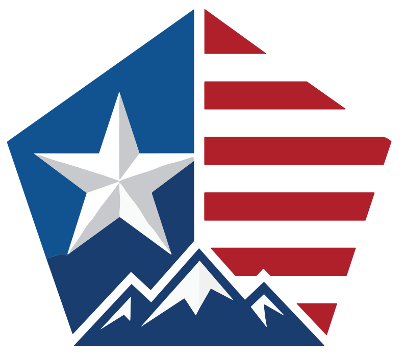 Official Everest Executives pentagon logo with a star on the left, red and white stripes on the right, and mountains below